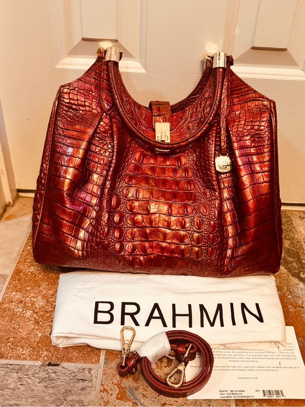 RARE! Brahmin Celia Leather Croc Embossed Satchel Featured in Chili Melbourne!